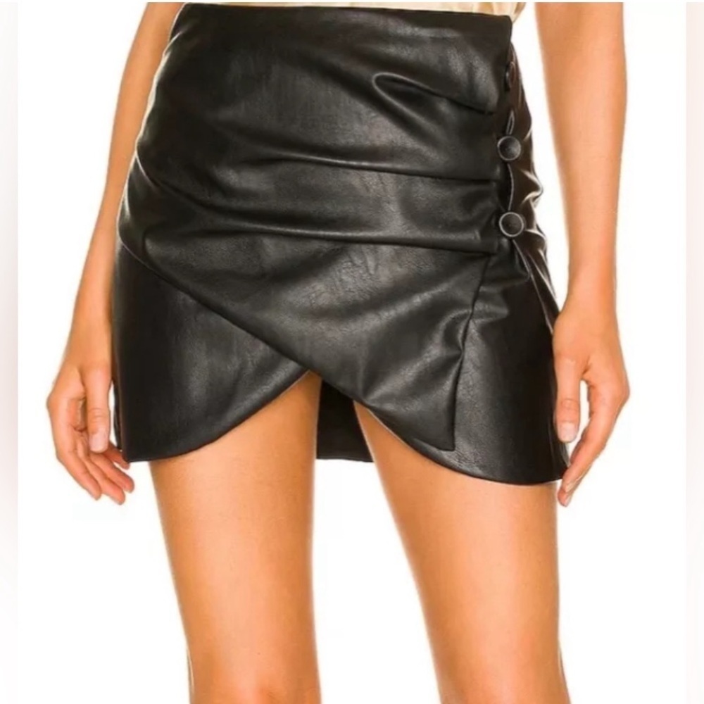 Nonchalant Kristen Vegan Leather Black Mini Skirt XS NWT Revolve